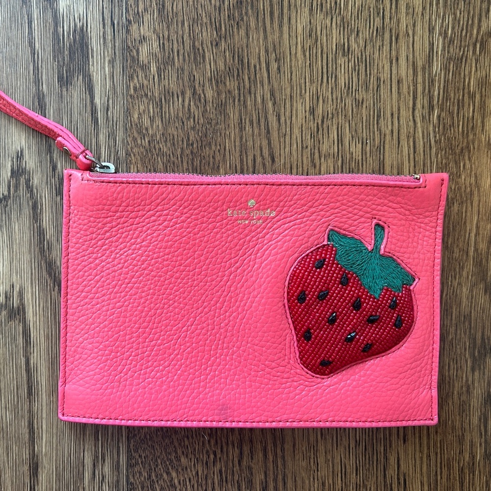 Kate Spade Red Wristlet with Strawberry Design